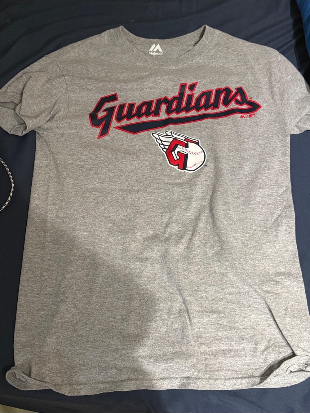 Majestic Gray Guardians Script Tee with Red & Navy Accents